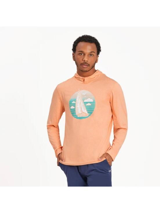 Life Is Good Other - NWT Life is Good Men's Sailboats Hooded Active Tee Orange Green Medium